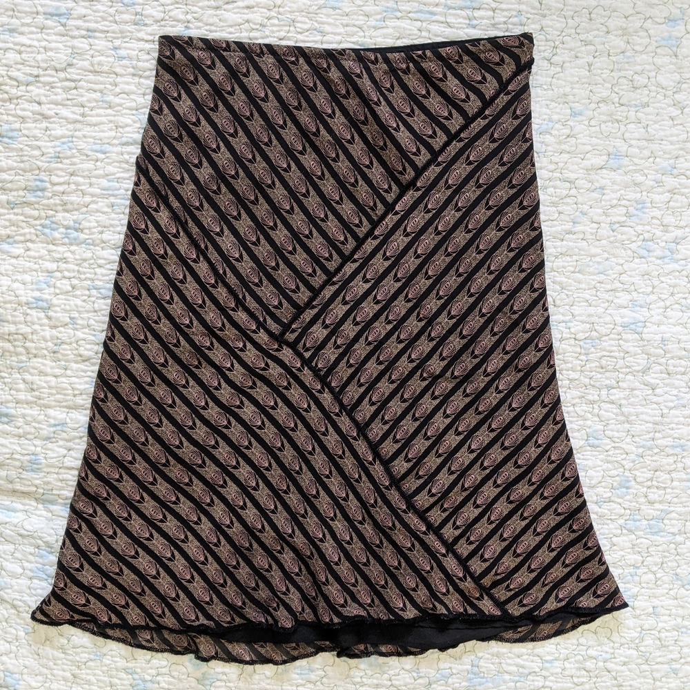 Art deco silk midi skirt